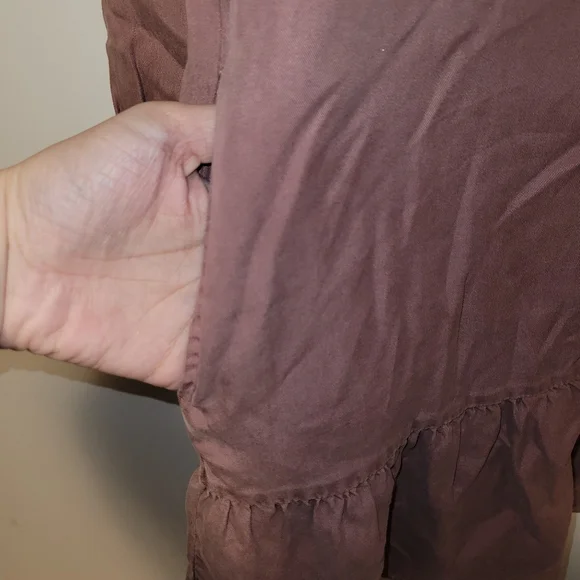Buffalo David Bitton Mocha Brown Boho Peasant Mini Dress Pockets NWT - Picture 9 of 13
